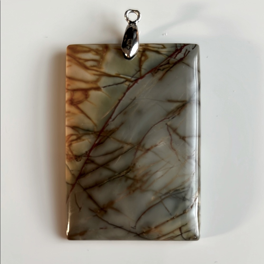 Natural Stone Pendant with Silver Bail